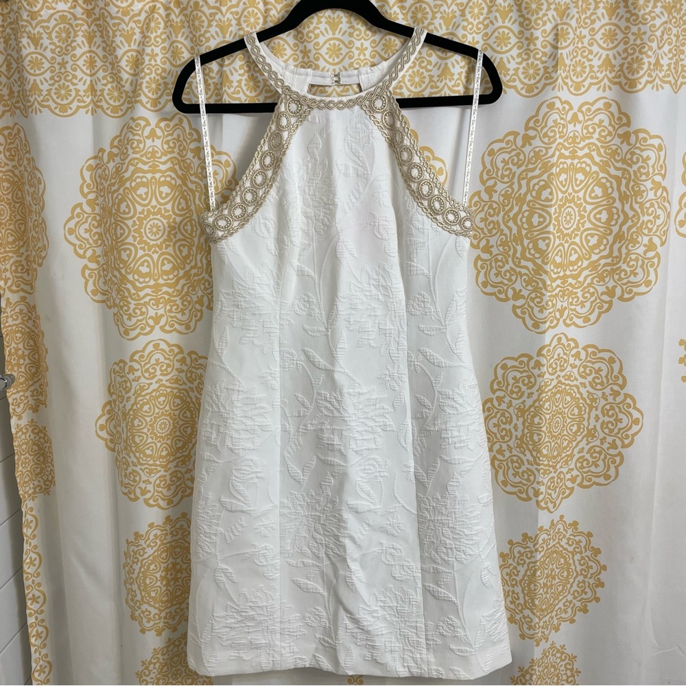 Lilly Pulitzer White and Gold Mini Dress Halter Top